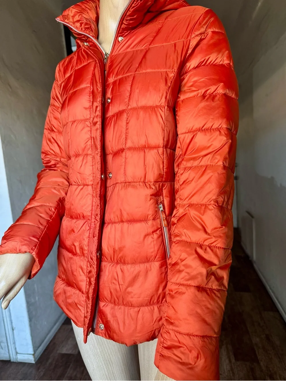 MICHAEL Michael Kors Women's Packable Puffer Jacket - Orange (Size M)